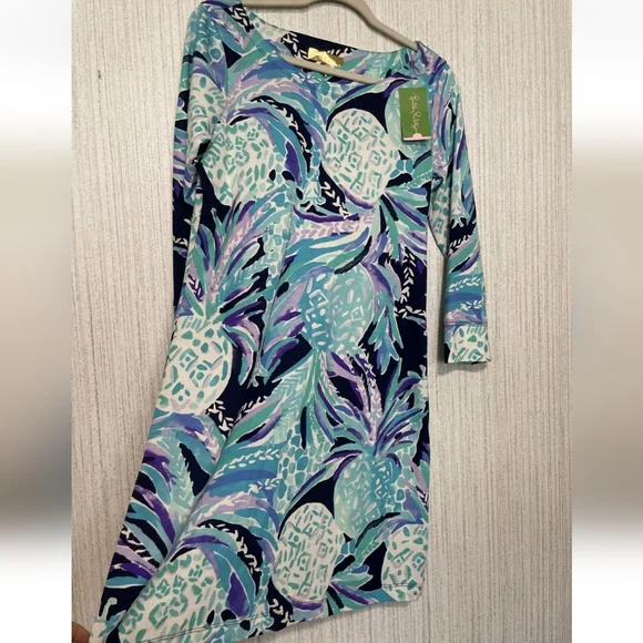NWT Lilly Pulitzer Size Medium Hollee Dress In Bright Navy Alotta Colada - Picture 9 of 12